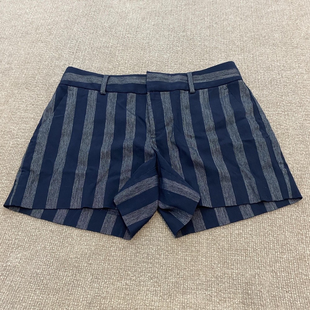 Banana Republic Shorts Womens 4 Blue Striped Chino Twill Casual Summer Pockets